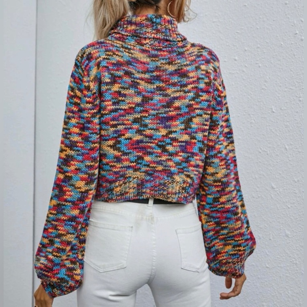 Marbled Pattern Turtleneck Sweater - image 7